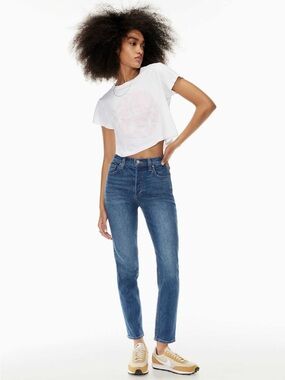 Denim Forum ($129) The Yoko High Rise Slim Jeans Medium Wash Straight Leg Sz 29